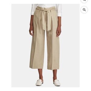 LAUREN Ralph Lauren 100% Linen Beige Paper Bag Trousers